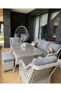 (SALINCAK HEDİYELİ)Rattan Bahçe Takımı Oturma Grubu 3lü - 7 Kişilik